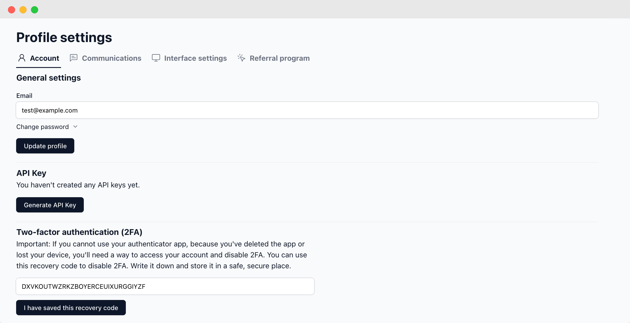 Enter one-time code screen