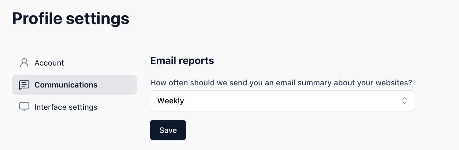 Email reports frequency